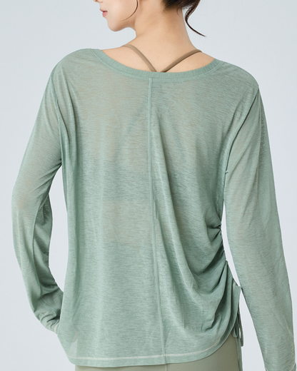 前後2wayドローストリングシアーロングスリーブ 3982