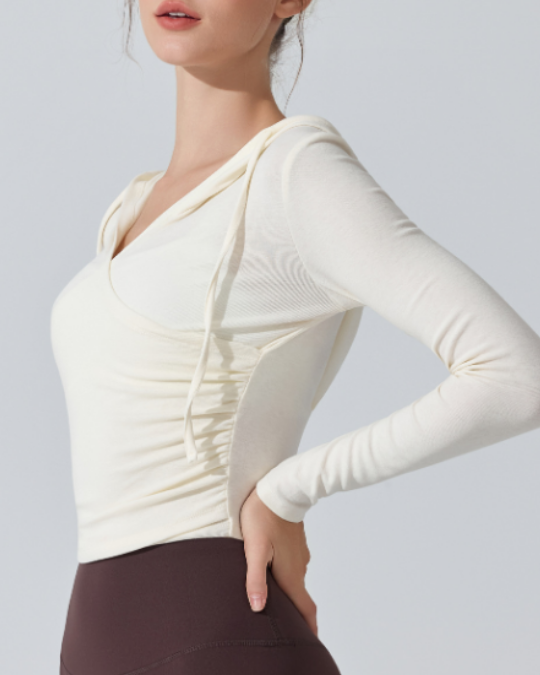 サイドギャザーカシュクールフーディー 3948