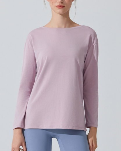 サイドスリットボートネックロングカットソー 3950