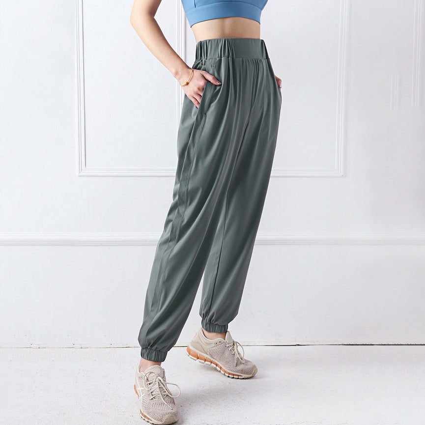 Solid Color Side Pocket Loose Fit Drape Pants 2948