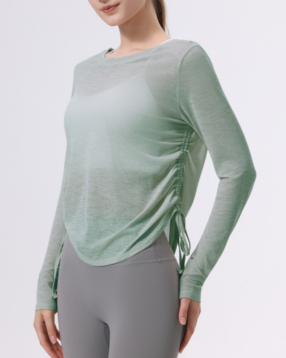 サイドギャザーバックオープンシアーカットソー 3956