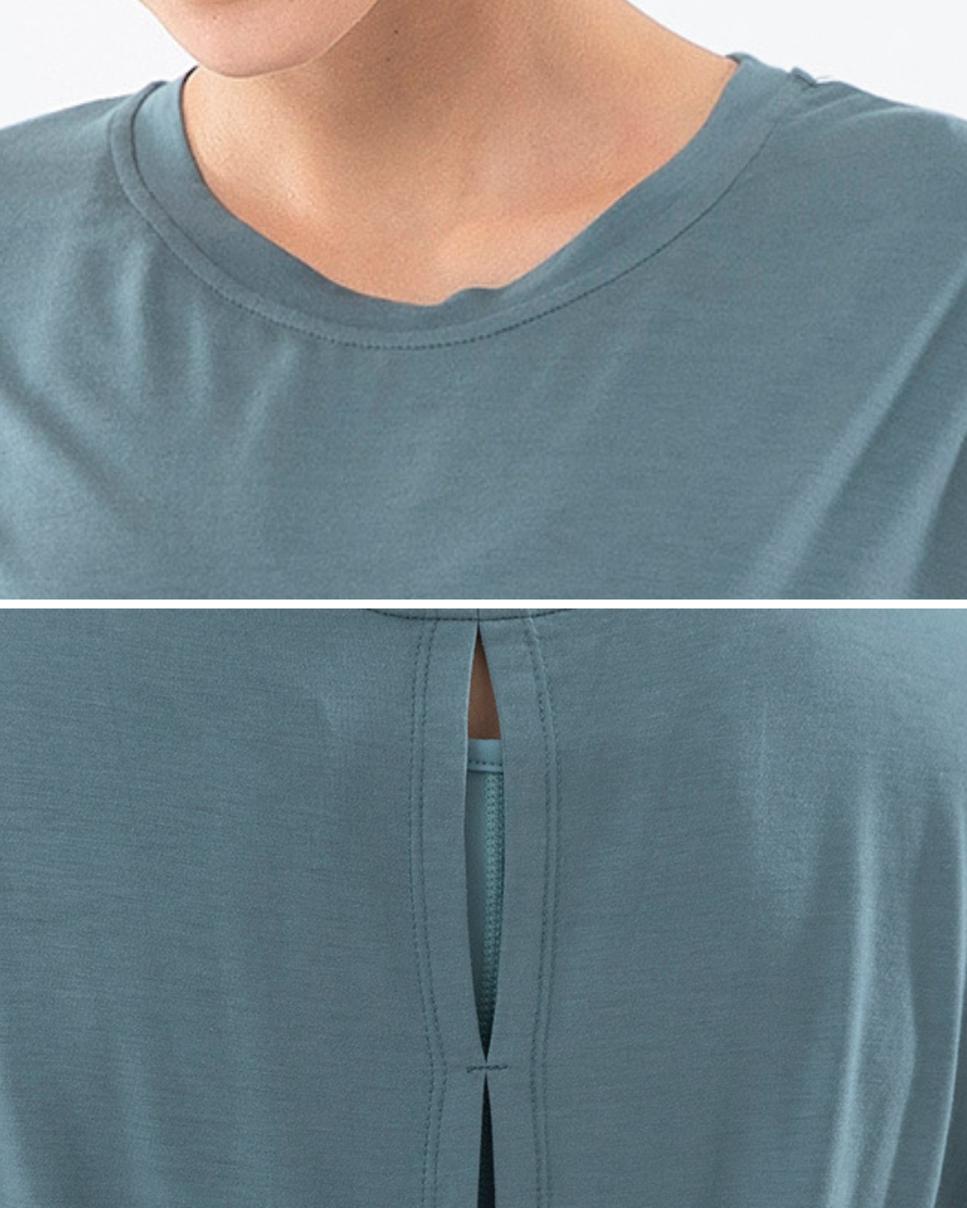 Open back French sleeve yoga T 3032
