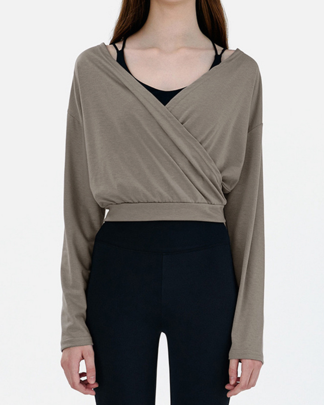 スフルカシュクールVネックロングトップ 3856