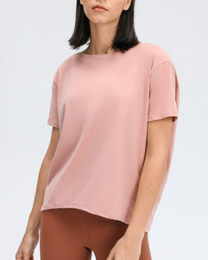 ラウンドネックロング丈Tシャツ 2367