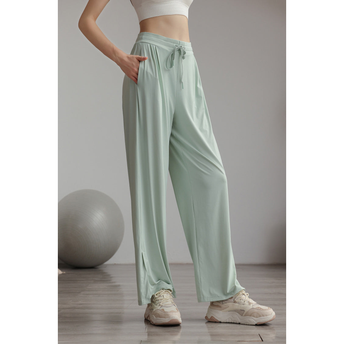 UV cut slit drape wide pants 3083