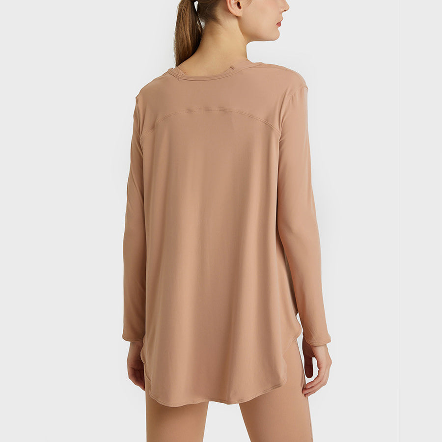 Drape flare V neck cut and sew 2995