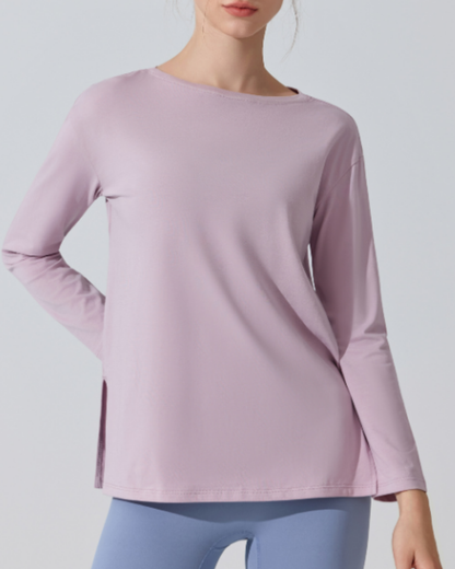 サイドスリットボートネックロングカットソー 3950