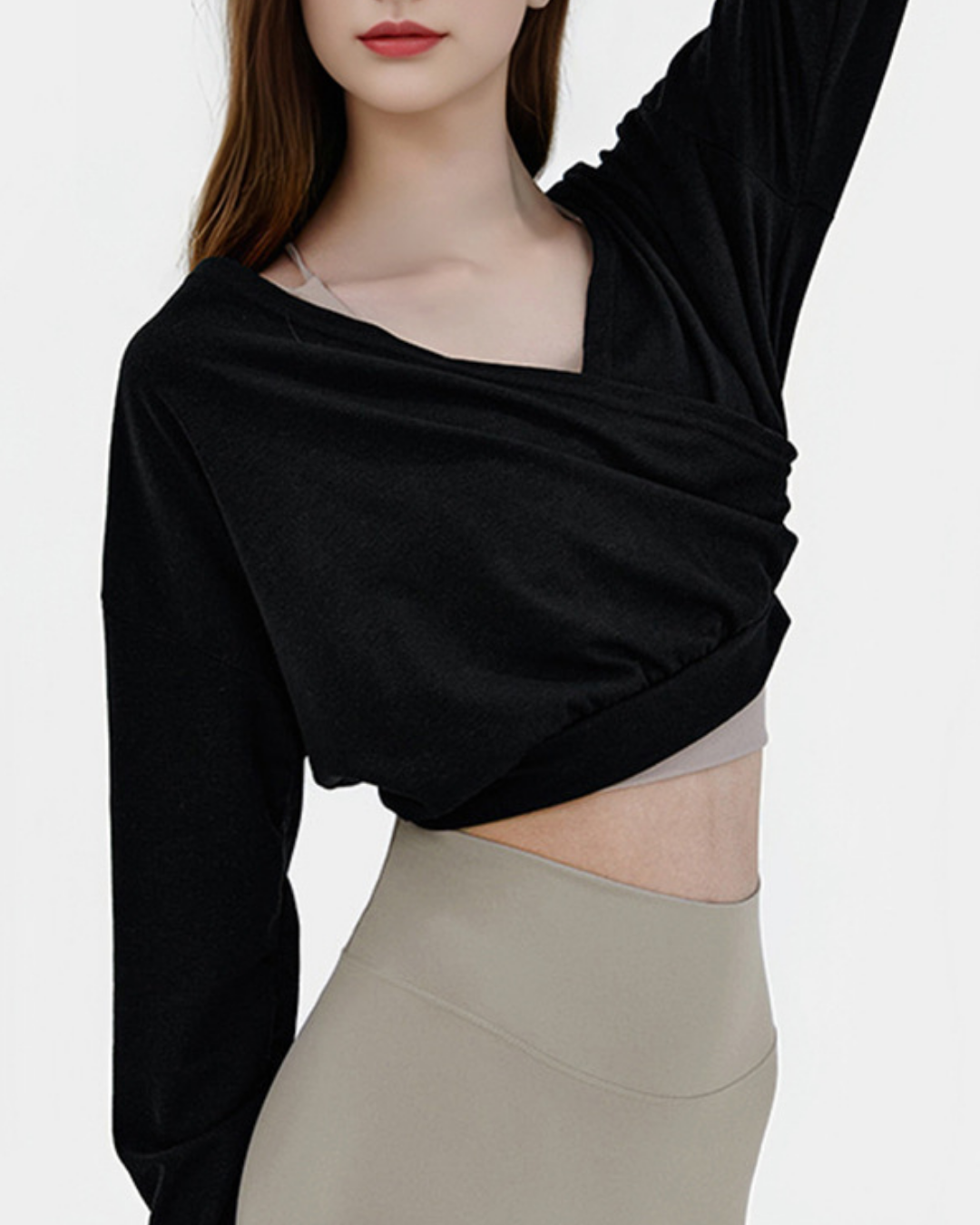 スフルカシュクールVネックロングトップ 3856
