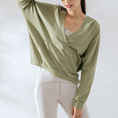 Dull loose silhouette V-neck hoodie 2965