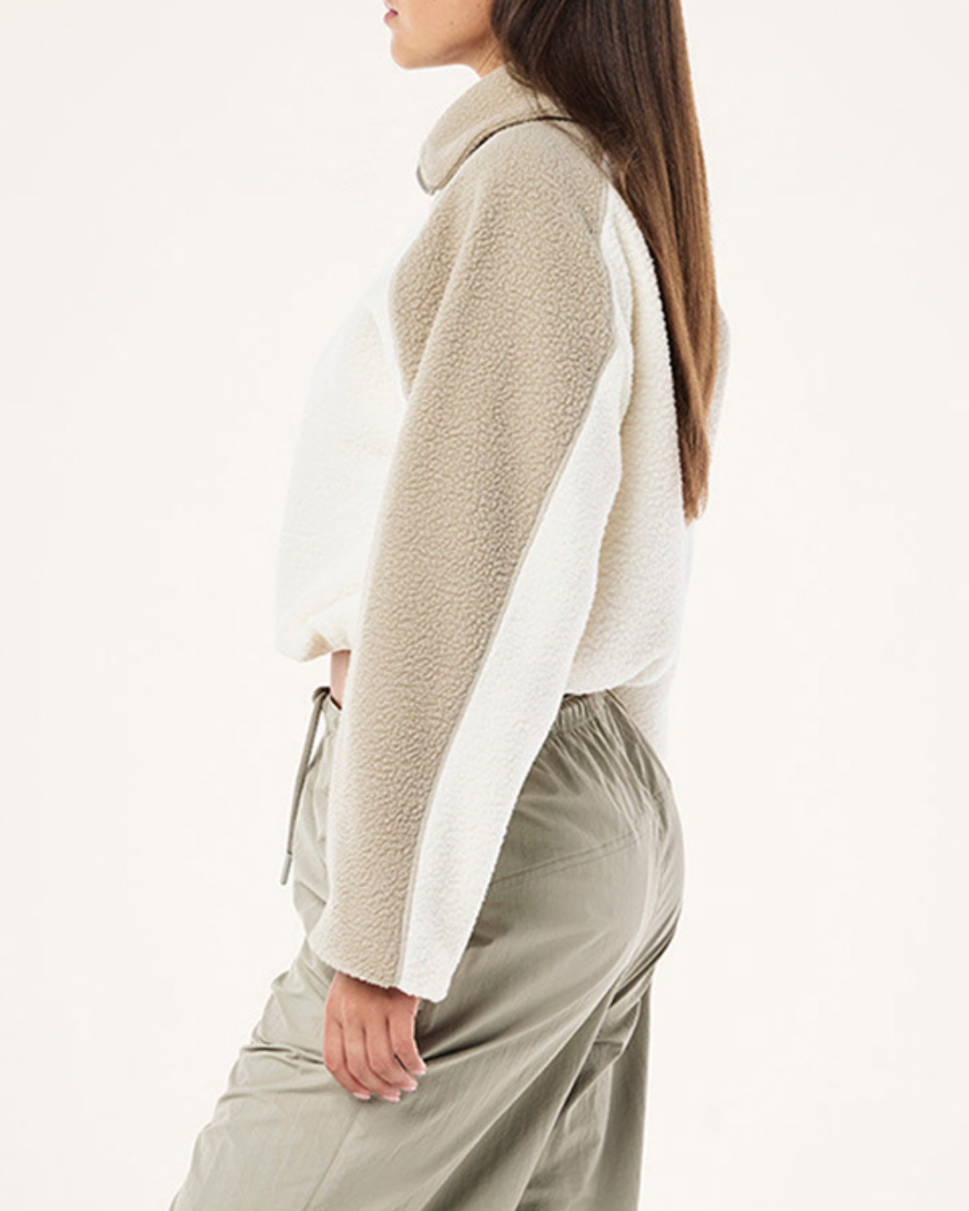 バイカラーボアクロップドハーフジップジャケット 3939