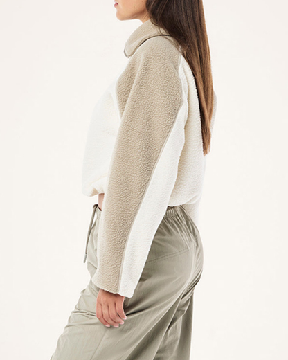 バイカラーボアクロップドハーフジップジャケット 3939