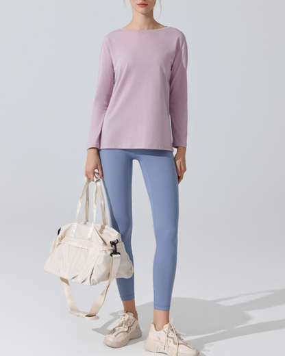 サイドスリットボートネックロングカットソー 3950