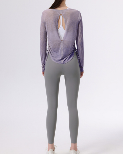 サイドギャザーバックオープンシアーカットソー 3956