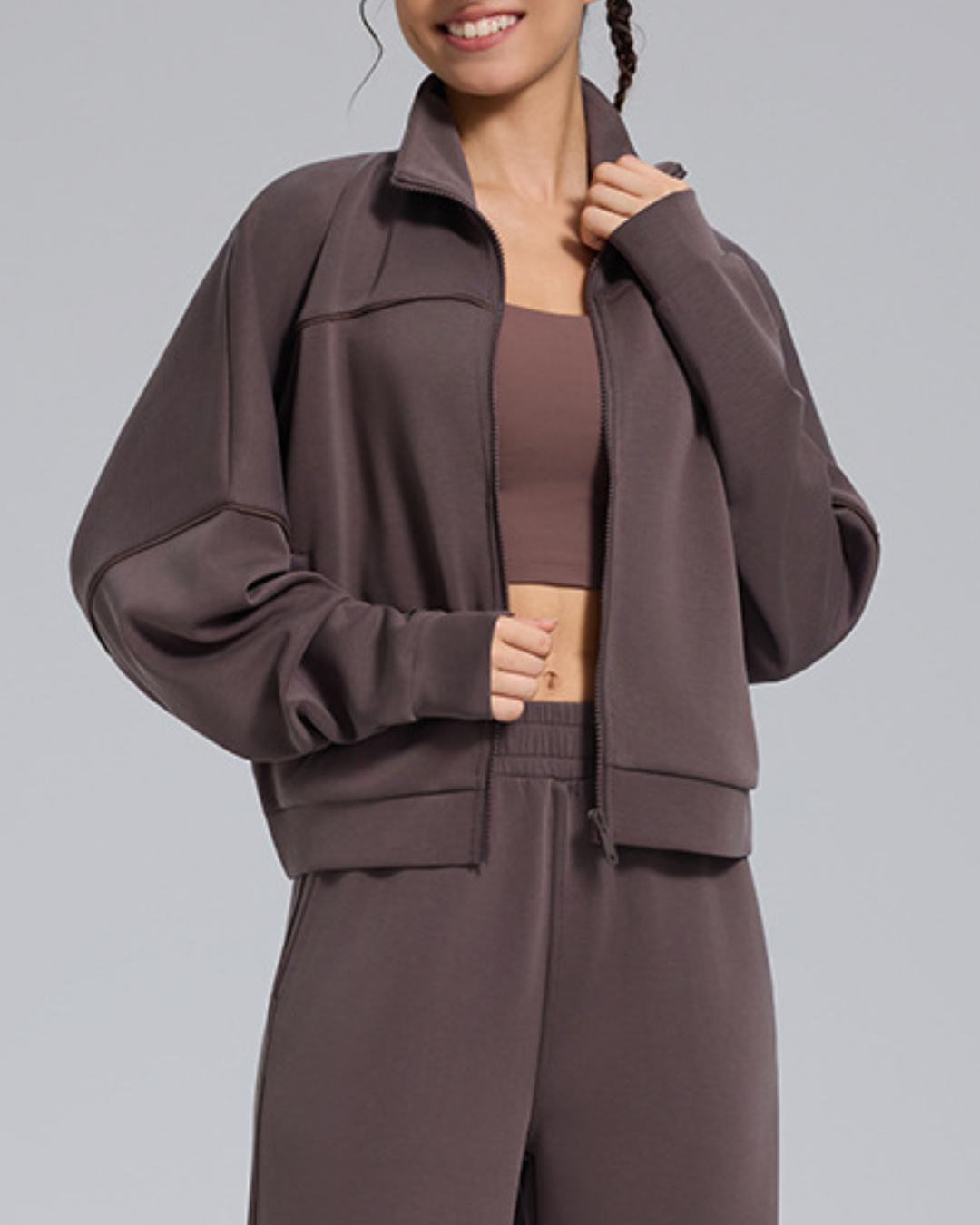 スタンドカラードロップショルダージップアップジャケット 3930