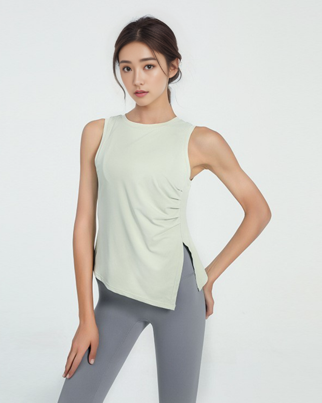 Side pleated long tank 2642