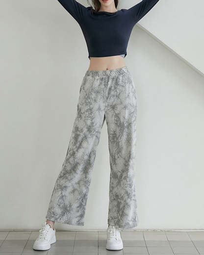 アースカラータイダイワイドパンツ 3191