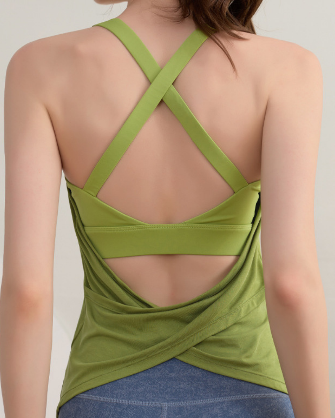 バックオープンレイヤードヨガタンク 2982