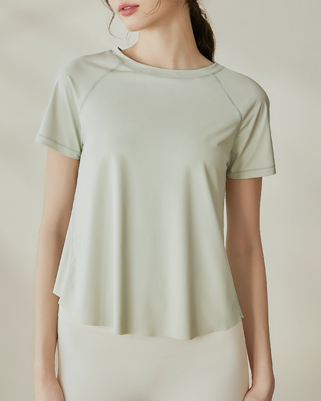 UPF+50ペールカラーラップバックヨガカットソー 3855