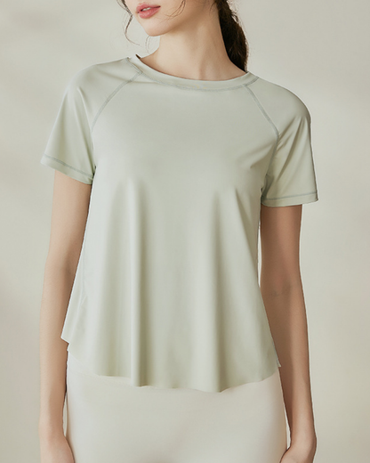 UPF+50ペールカラーラップバックヨガカットソー 3855