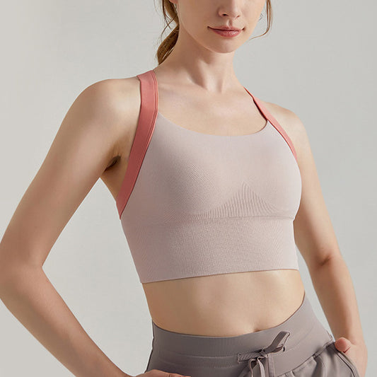 Bicolor back cross yoga tank 2828