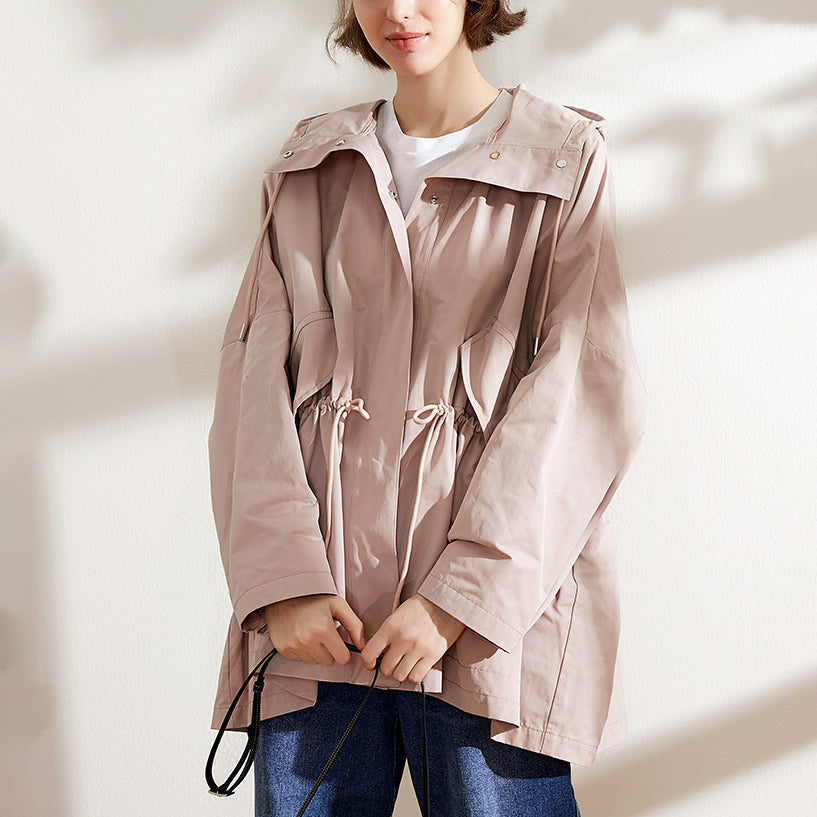 Pastel pink cruise silhouette hooded jacket 3077