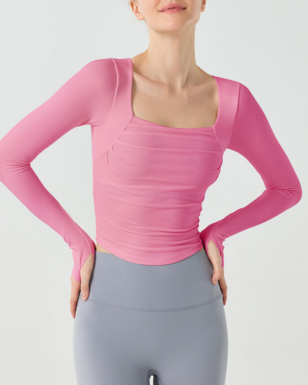 スクエアリブフィットトップス 3874