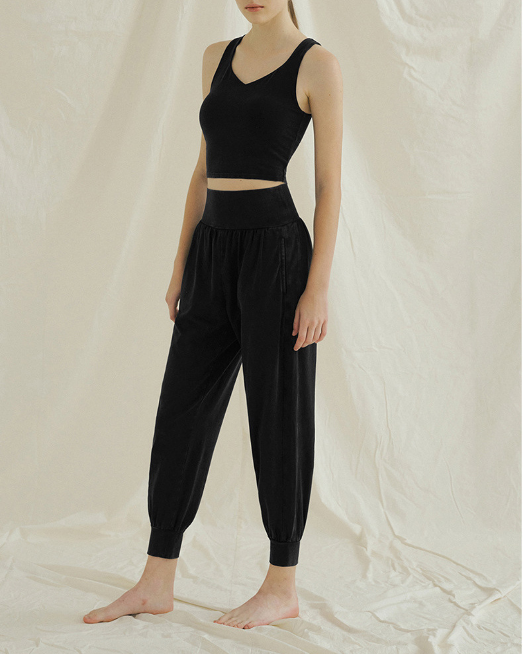 Rib pleated ez yoga pants 2350