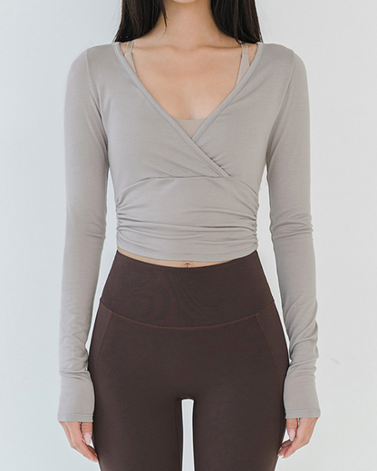 サイドギャザーカシュクールトップ 3285