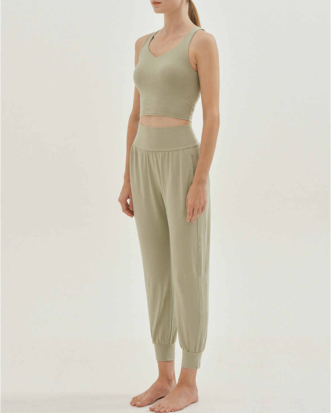 Rib pleated ez yoga pants 2350
