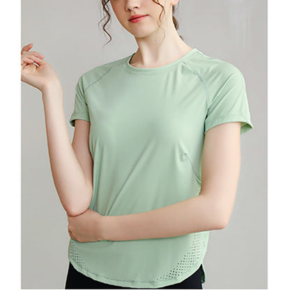 Light color round hem dry yoga T 2923