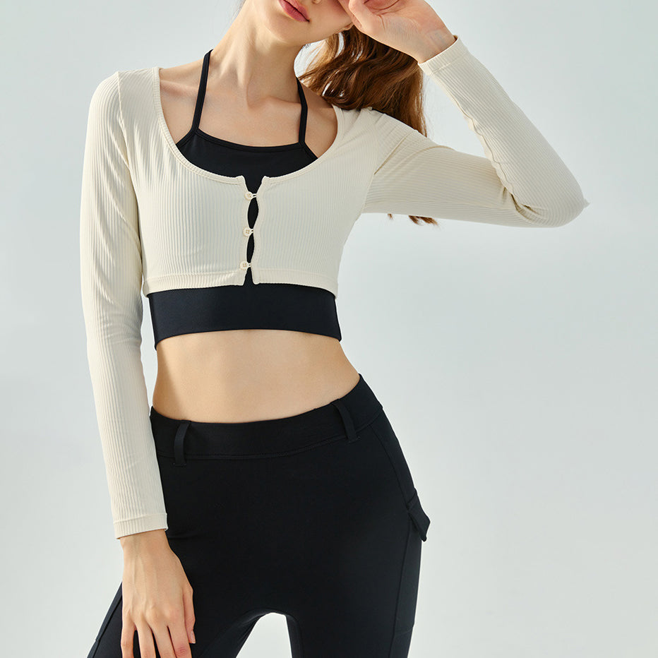 Ribbed cardigan layered top 2983