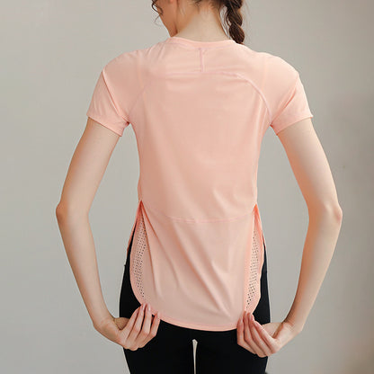 Light color round hem dry yoga T 2923