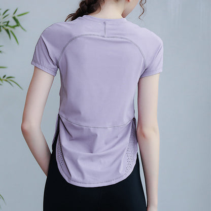 Light color round hem dry yoga T 2923