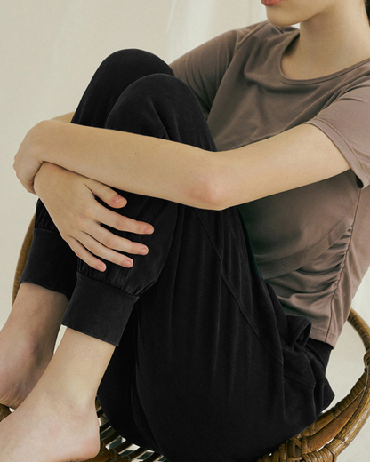Rib pleated ez yoga pants 2350