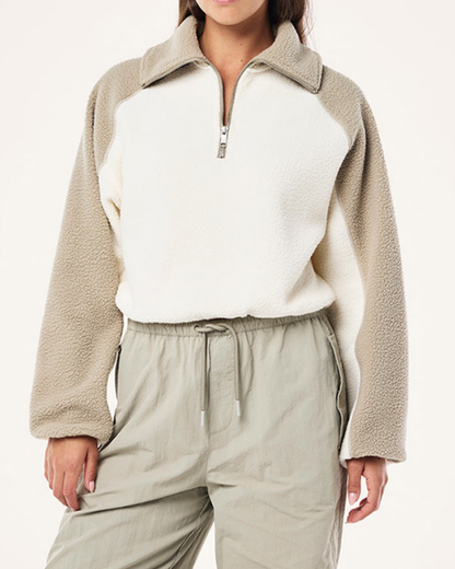 バイカラーボアクロップドハーフジップジャケット 3939