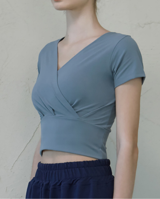 Dusty Color Front Cross Yoga T 2797