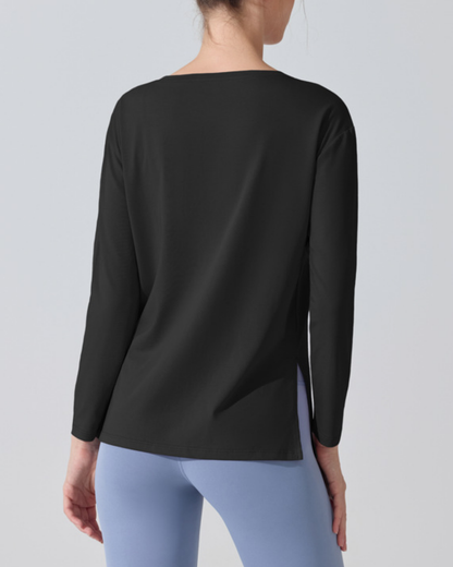 サイドスリットボートネックロングカットソー 3950