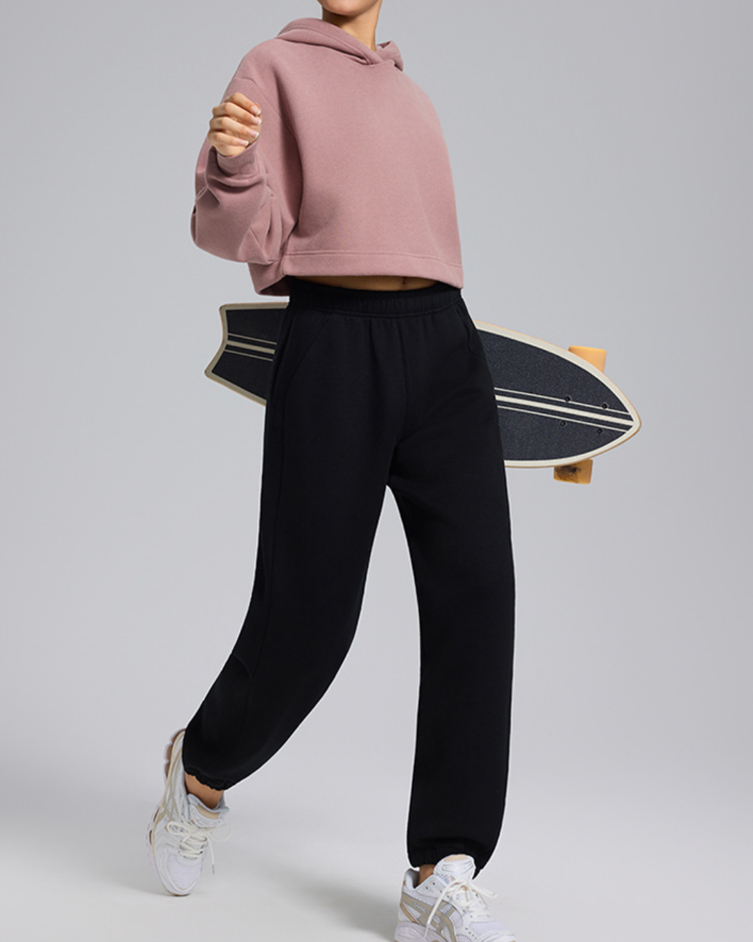 裏起毛ルーズフィットクロップドスウェットパーカー 3933