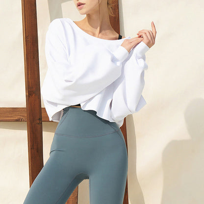 Boat neck cropped loose sweatshirt 2882