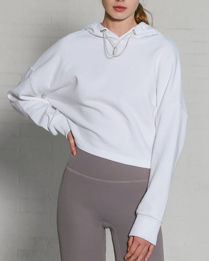 ストレッチリラックスクロップドフーディ 3952