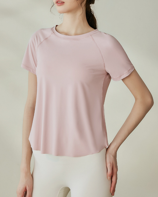 UPF+50ペールカラーラップバックヨガカットソー 3855