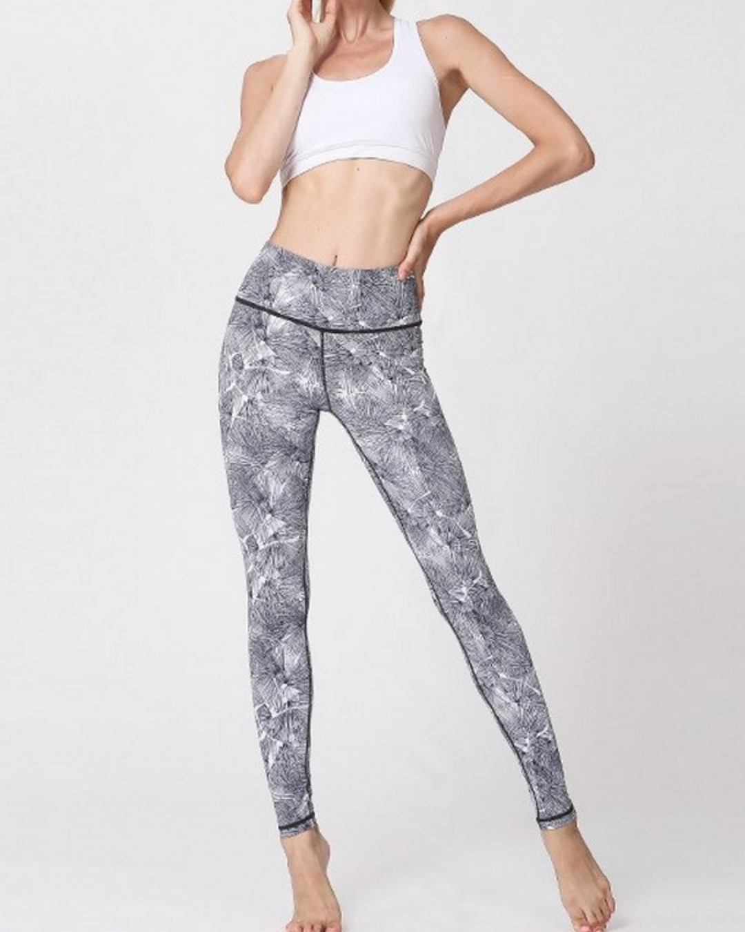 モノトーンリーフヨガレギンス 2134