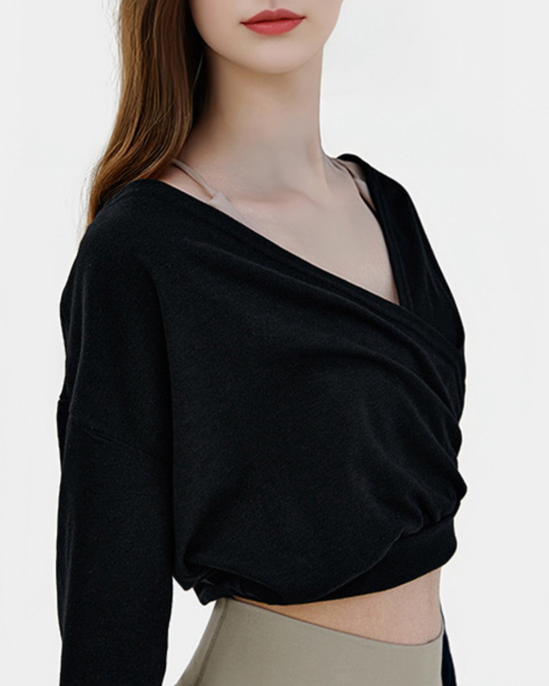 スフルカシュクールVネックロングトップ 3856