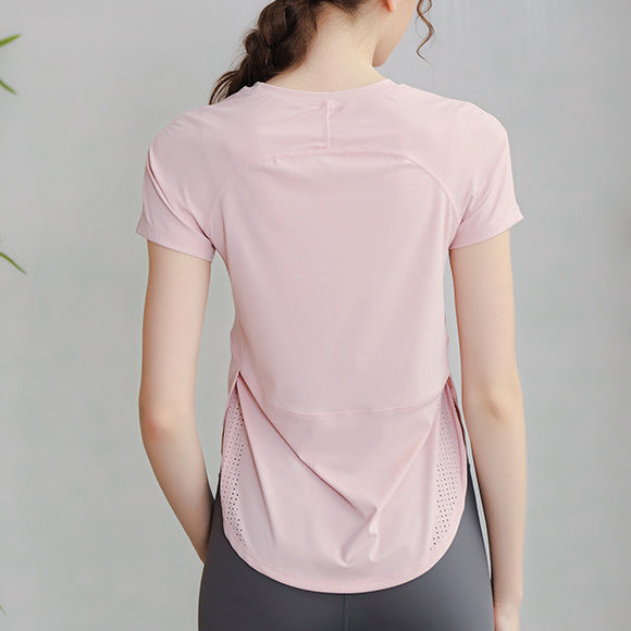 Light color round hem dry yoga T 2923