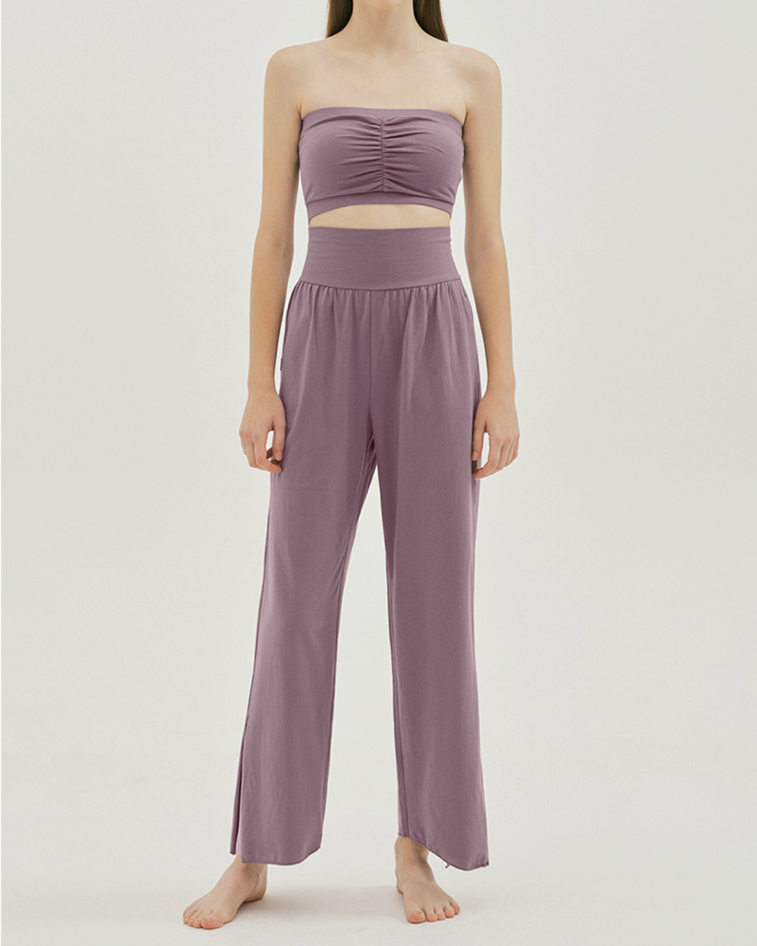 Beautiful waist fit slit hem yoga pants 2143