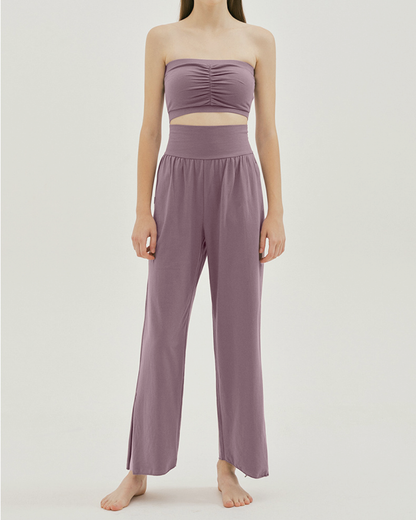 Beautiful waist fit slit hem yoga pants 2143