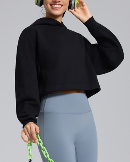 裏起毛ルーズフィットクロップドスウェットパーカー 3933