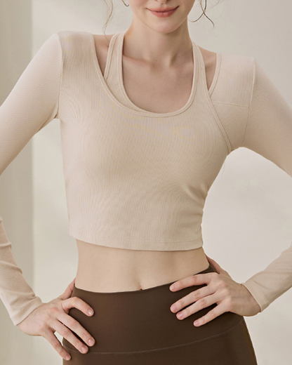 カットアウトホルターネックロングスリーブ 3971