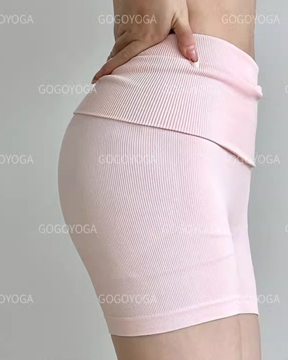 リブ編みロールアップショートパンツ 4031