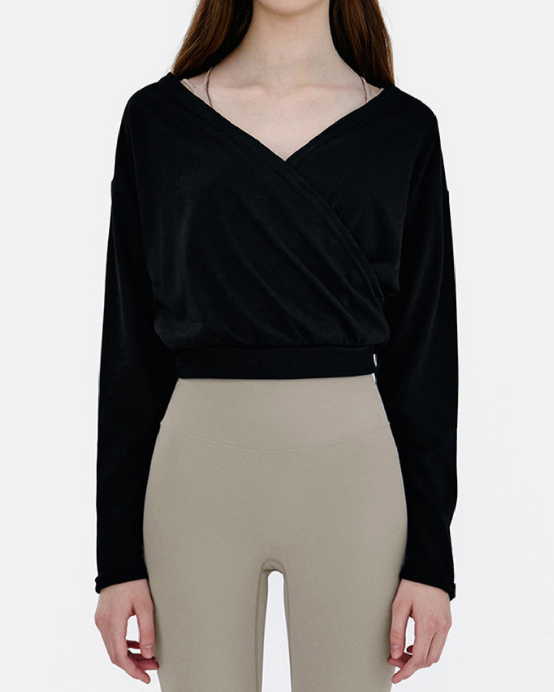スフルカシュクールVネックロングトップ 3856